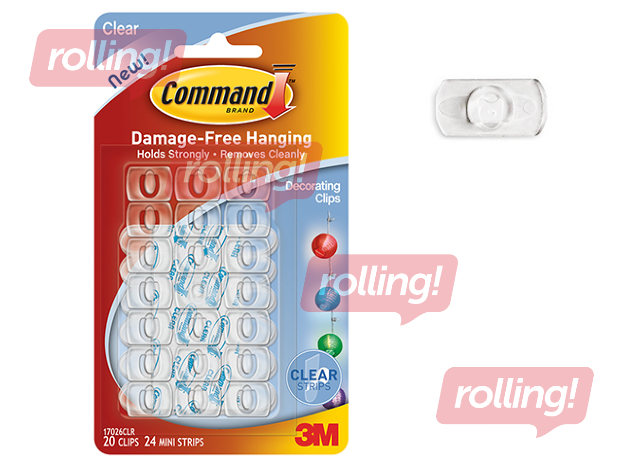 Āķīši Command dekorēšanai, caurspīdīgi