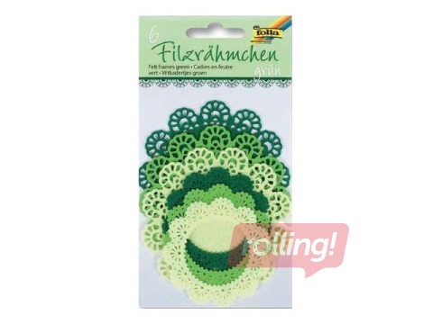 Filca mežģīņu apļi Folia, 6 gab, Ø7-10cm, zaļie