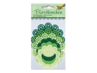 Filca mežģīņu apļi Folia, 6 gab, Ø7-10cm, zaļie