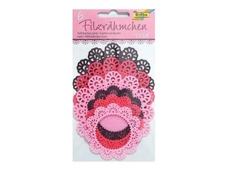 Filca mežģīņu apļi Folia, 6 gab, Ø7-10cm, rozā