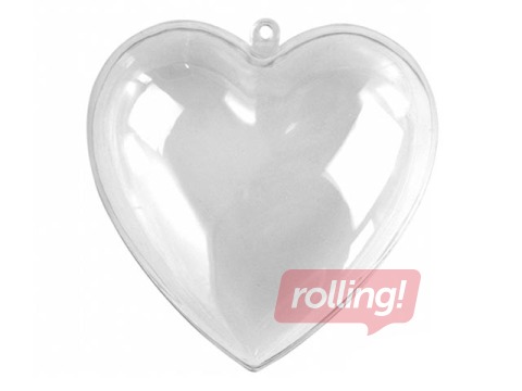 Caurspīdīga akrila sirds, 2 daļas, 8 cm