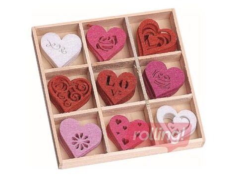 Filca ornamentu komplekts Hearts, 45 gab.