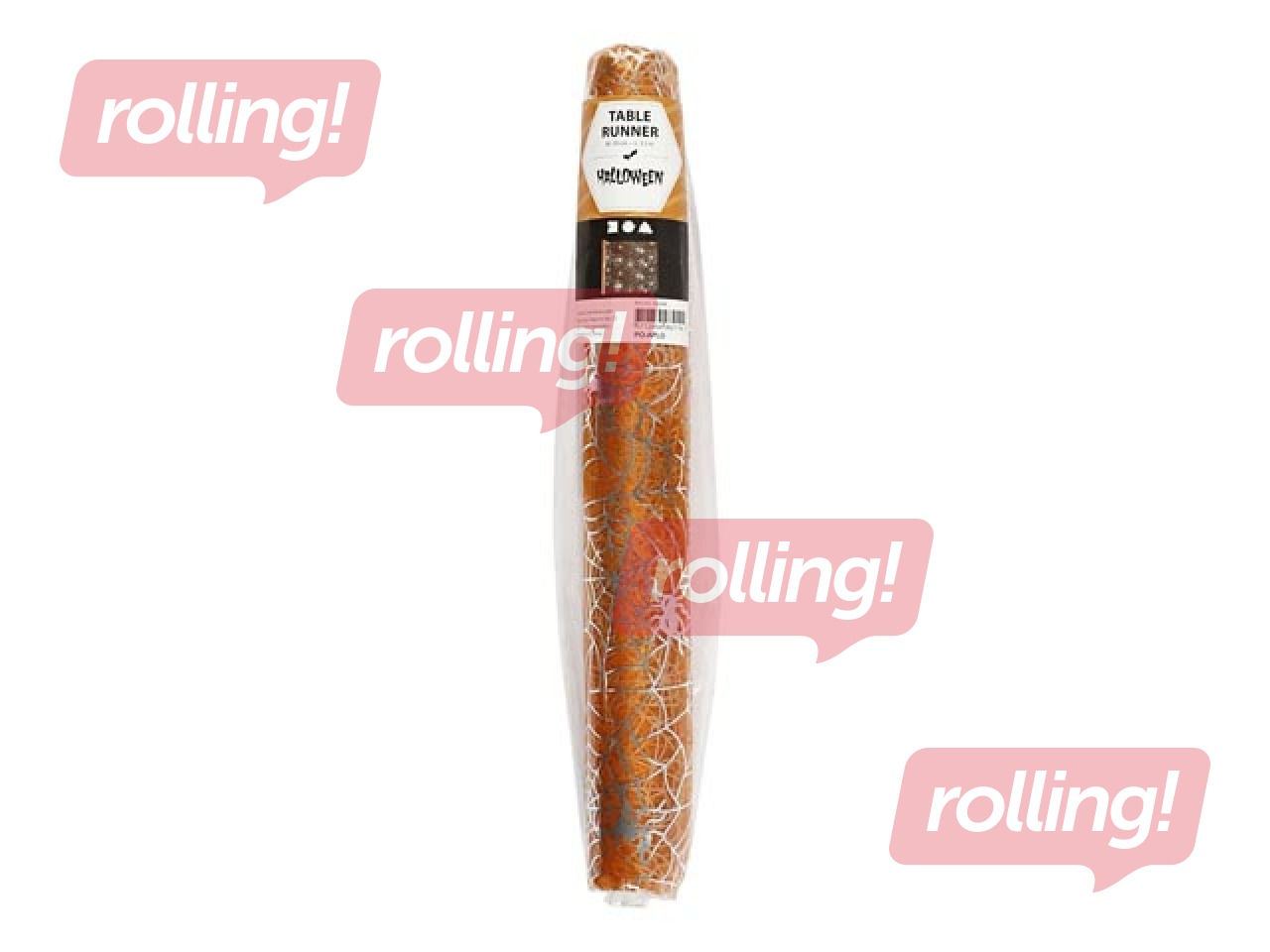 Galda celiņš, oranžs ar uzdrukātiem zirnekļu tīkliem