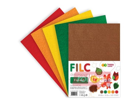 Filcs Happy Color 20x30cm, 150g/m², Forest, 5 loksnes