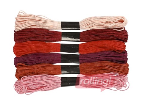 Izšūšanas diegi, sarkani toņi, 6 gab.