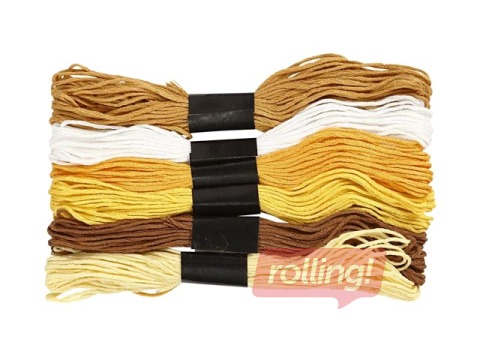 Izšūšanas diegi, dzelteni toņi, 6 gab.