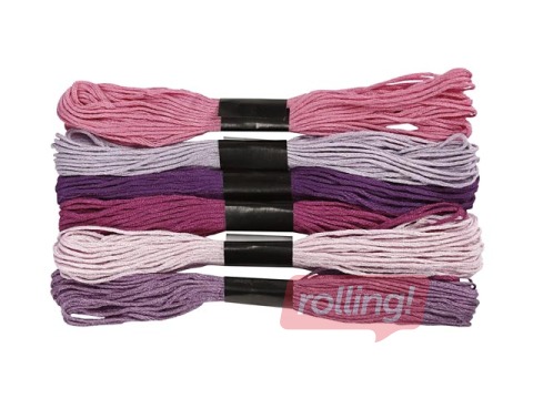 Izšūšanas diegi, lillā toņi, 6 gab.