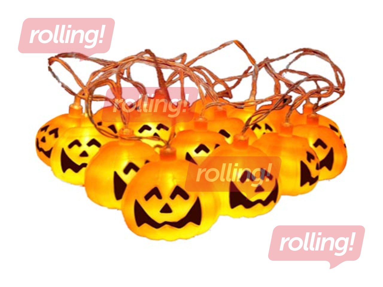 Halovīna LED gaismas dekorācija Springos, ķirbīši-bumbas, 20 diodes, 3m