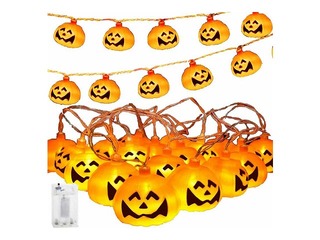 Halovīna LED gaismas dekorācija Springos, ķirbīši-bumbas, 20 diodes, 3m