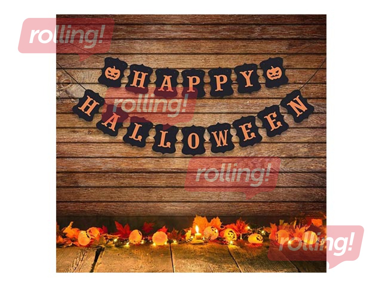 Halovīna LED gaismas dekorācija Springos, ķirbīši-bumbas, 20 diodes, 3m