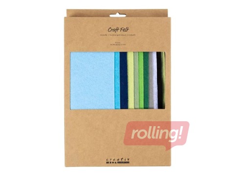 Filcs Creativ Company, zilā/zaļā harmonija, 10 loksnes, 21x29.7cm