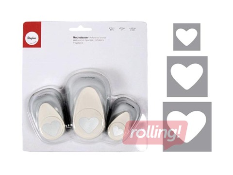 Dekoratīvo caurumsitēju komplekts Sirsniņas, 3 gab.