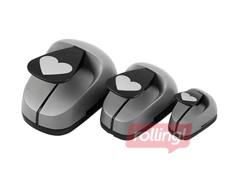 Dekoratīvo caurumsitēju komplekts, sirdis, 3 gab.