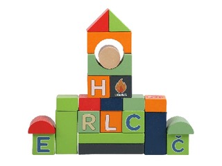 Spēle Alfabēts un vārdi, koka klucīši