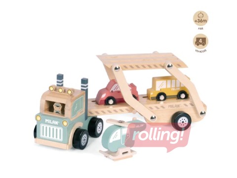 Attīstošā koka rotaļlieta Milan, Wheels on the road
