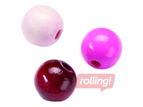 Koka pērlītes 8mm, 85 gab.,violetas-rozā