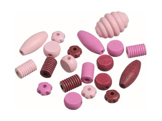 Koka pērlītes, 20 gab., rozā toņi, dažādi izmēri, formas