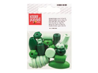 Koka pērlītes, 20 gab., zaļi toņi, dažādi izmēri, formas