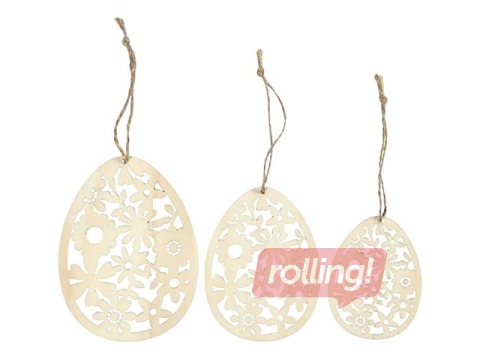 Koka dekors, olas, ar aukliņu, 3 gab.