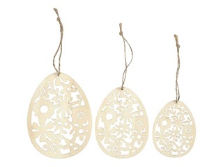 Koka dekors, olas, ar aukliņu, 3 gab.