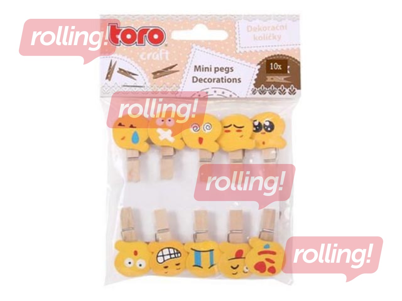 Koka dekoratīvie knaģīši Toro, sejiņas, 10 gab.