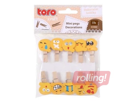Koka dekoratīvie knaģīši Toro, sejiņas, 10 gab.