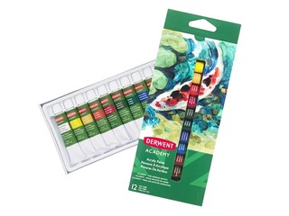 Akrilkrāsu komplekts Derwent, 12 kr. x 12 ml