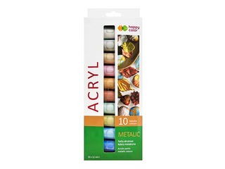 Akrila krāsas Happy Color 10kr.х12ml (tūbiņas), metāliski toņi
