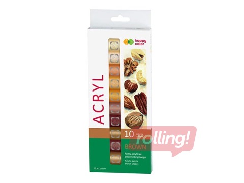Akrila krāsas Happy Color 10kr.х12ml (tūbiņas), brūni toņi