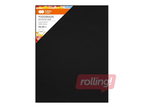 Audekls uz kartona Happy Color 30x40 cm, melns