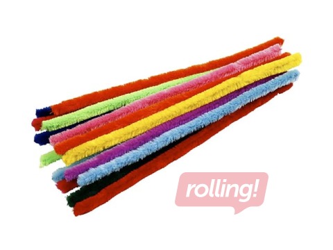 Šenila kociņi (pūkaina stieple), 1,5 x 30cm, 15gab., asorti