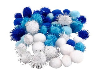 Bumbuļi (pompons), 15-20 mm, 48gb., zili un balti