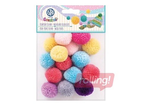 Vilnas bumbuļi - pomponi, asorti, 30mm, 20 gab.