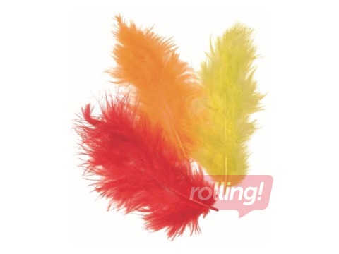 Dekoratīvās spalvas marabu, oranži toņi, 15 gab.