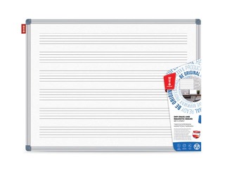 Sienas tāfele alumīnija rāmī ar nošu līnijām, lakota, balta, 170x100cm