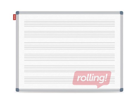 Sienas tāfele alumīnija rāmī ar nošu līnijām, lakota, balta, 170x100cm