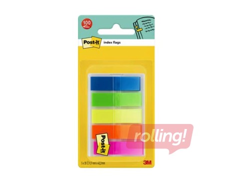 Marķēšanas indeksi Post-it, plastikāka, 5 caurspīdīgas krāsas, 11.9x43.2mm