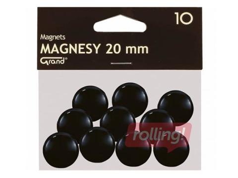 Magnēti Grand, 20 mm, 10 gab., melni