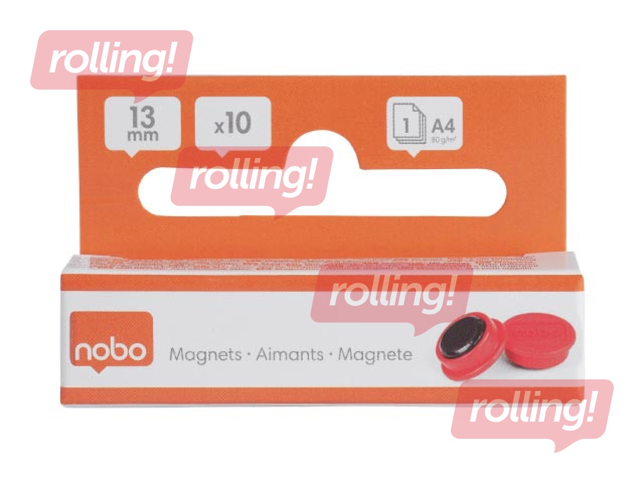 Magnēti Nobo, 13 mm, 10 gab., sarkani