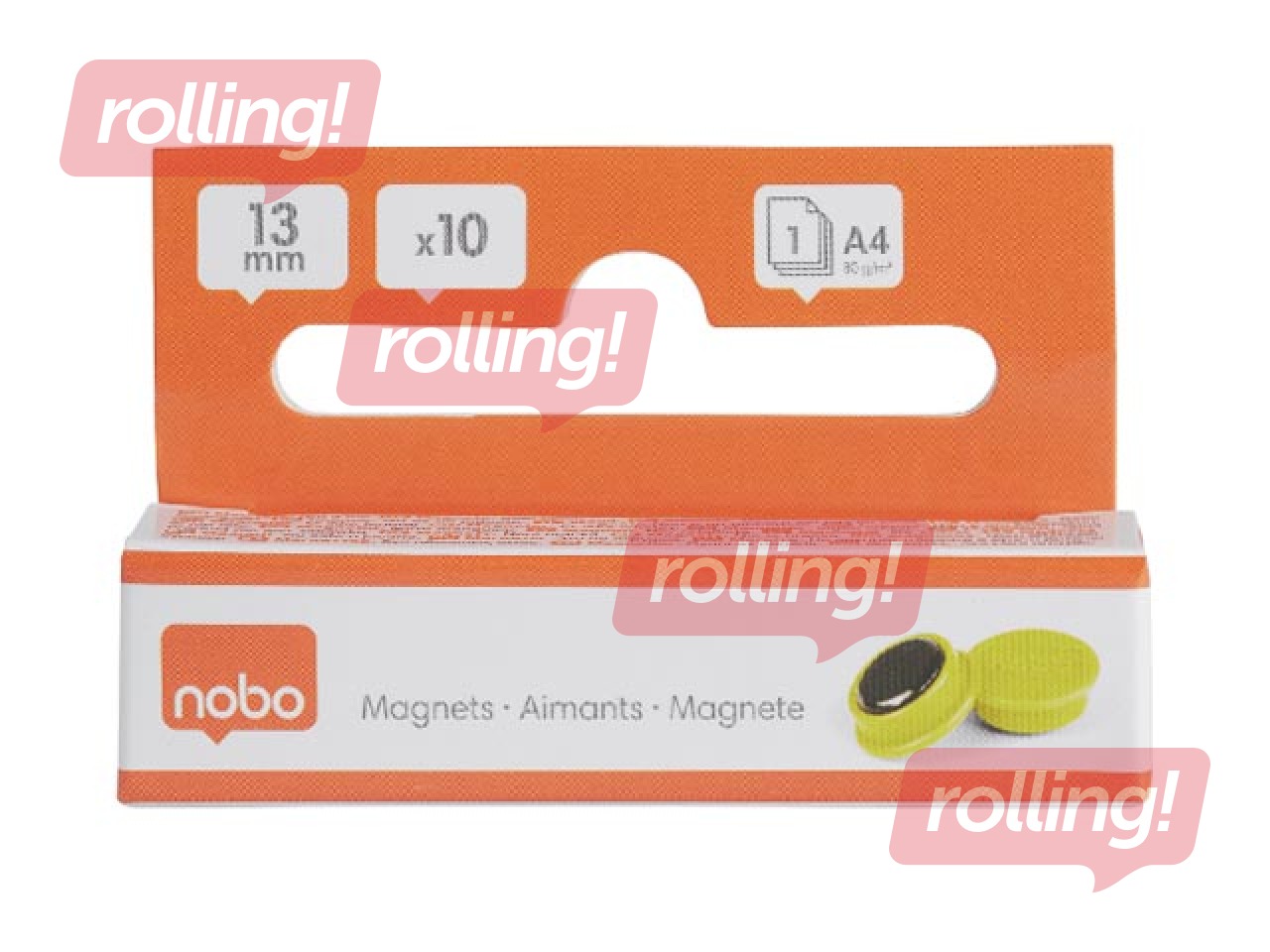 Magnēti Nobo, 13 mm, 10 gab., dzelteni