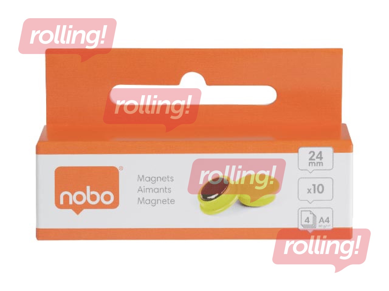 Magnēti Nobo, 23 mm, 10 gab., dzelteni