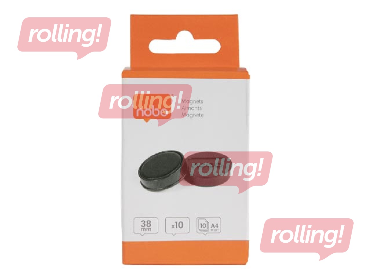 Magnēti Nobo, 38 mm, 10 gab., 1.5 kg, melni
