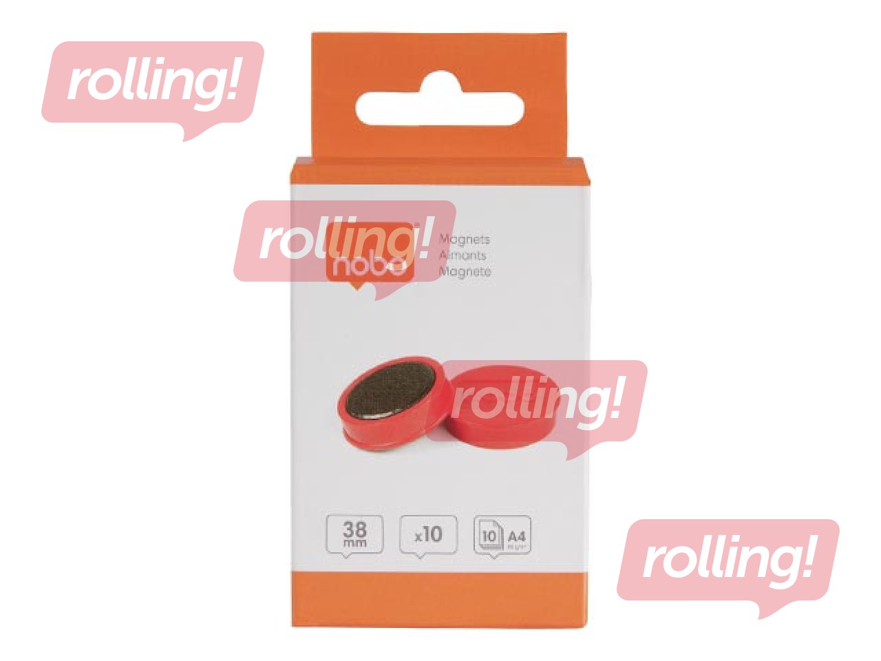 Magnēti Nobo, 38 mm, 10 gab., 1.5 kg, sarkani