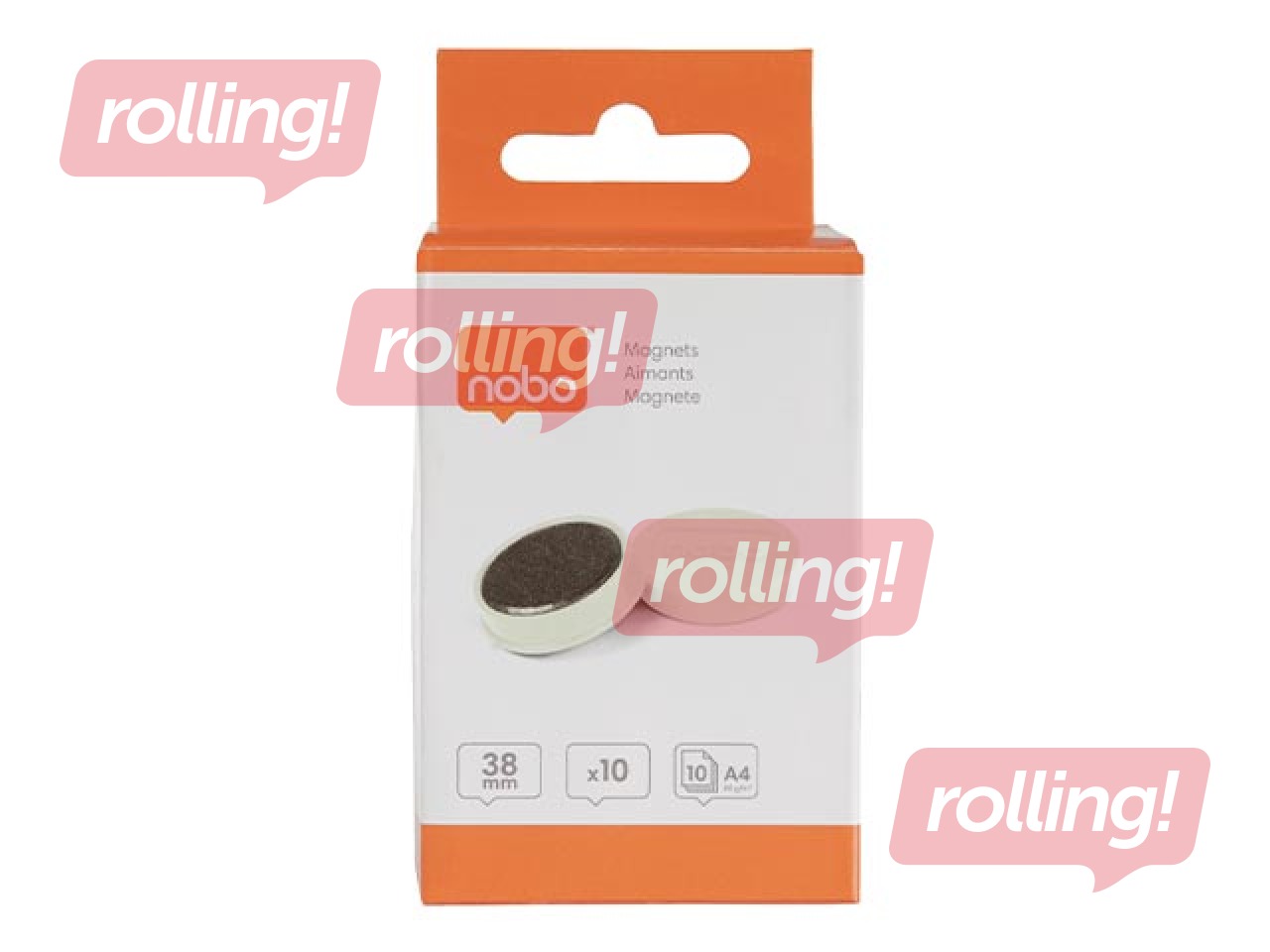 Magnēti Nobo, 38 mm, 10 gab., 1.5 kg, balti