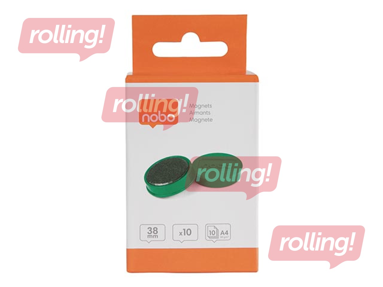 Magnēti Nobo, 38 mm, 10 gab., 1.5 kg, zaļi