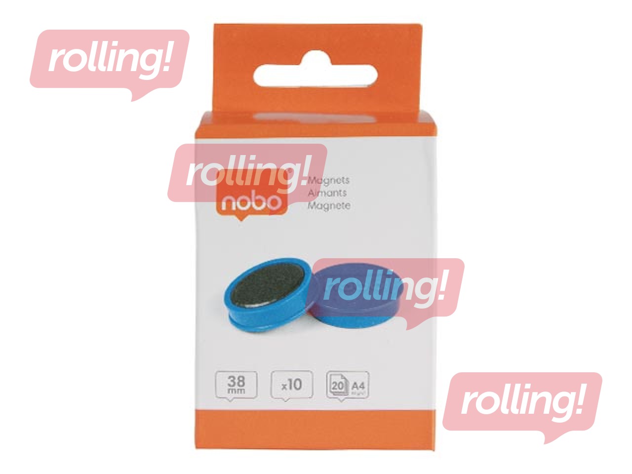Magnēti Nobo, 38 mm, 10 gab., 2.5 kg, zili