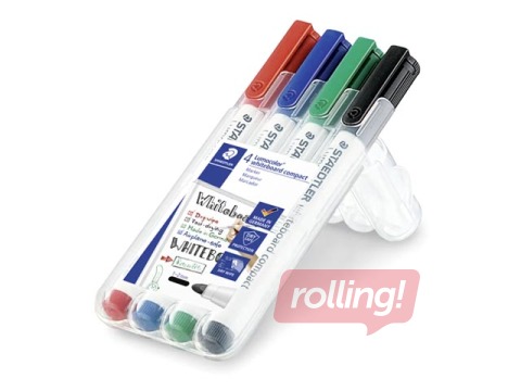 Marķieru komplekts baltajām un stikla tāfelēm Staedtler Lumocolor, 1-2mm, 4 krāsas