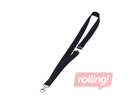 Identifikācijas kartes lenta, Durable, ar drošības sprādzi, melna, 44x2cm