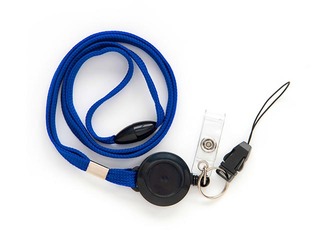 Identifikācijas kartes lenta ar turētāju un klipsi, zila, 10 gab.