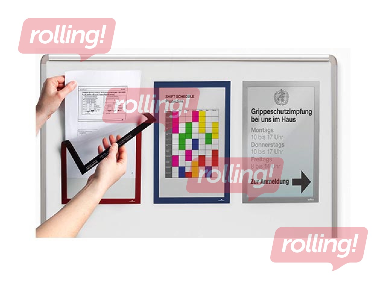 Magnētiska informācijas kabata Duraframe, A4, ar tumši zilu rāmi, 5 gab.